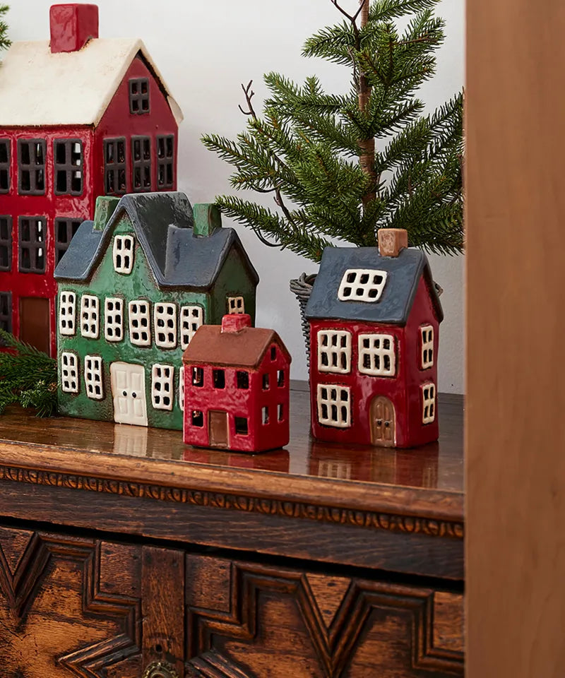 Alsace Tea Light House - red & navy