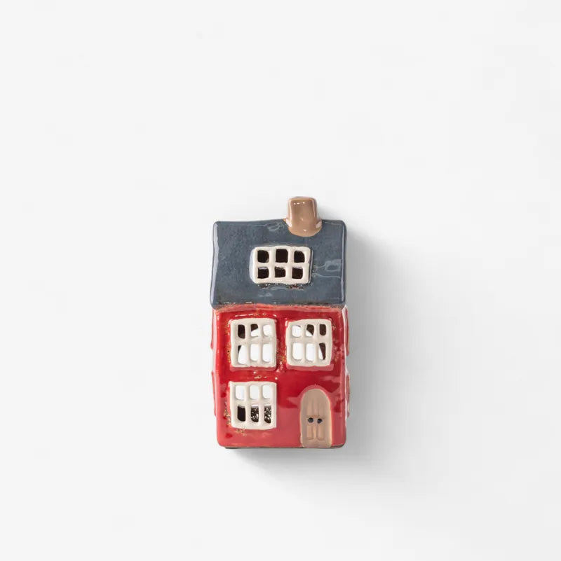 Alsace Tea Light House - red & navy