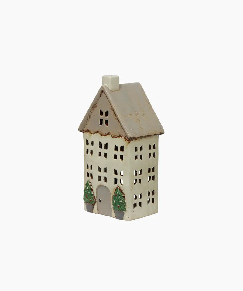 Christmas Tea Light House - stone with pots