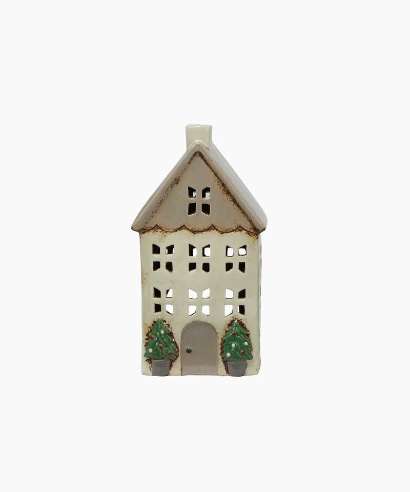 Christmas Tea Light House - stone with pots