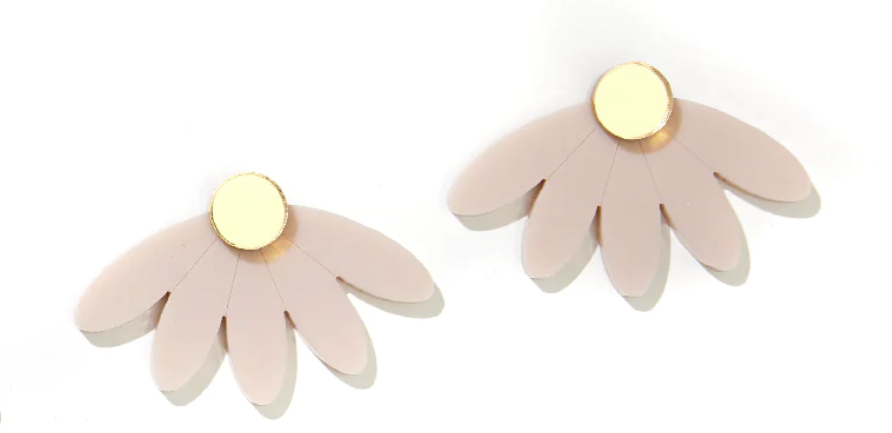Fleur Cream and Gold Flower Studs
