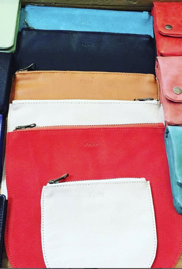 Kore Large Black Leather Clutch