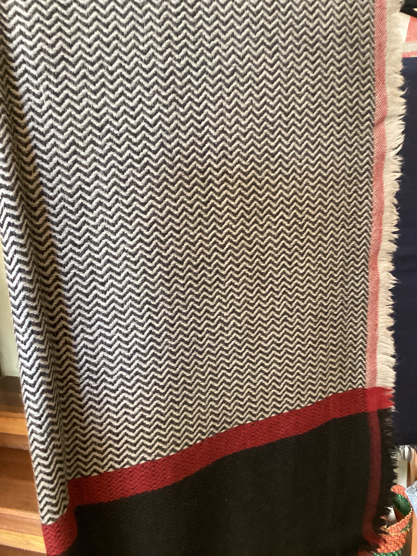 Scarf - Black & Red Herringbone