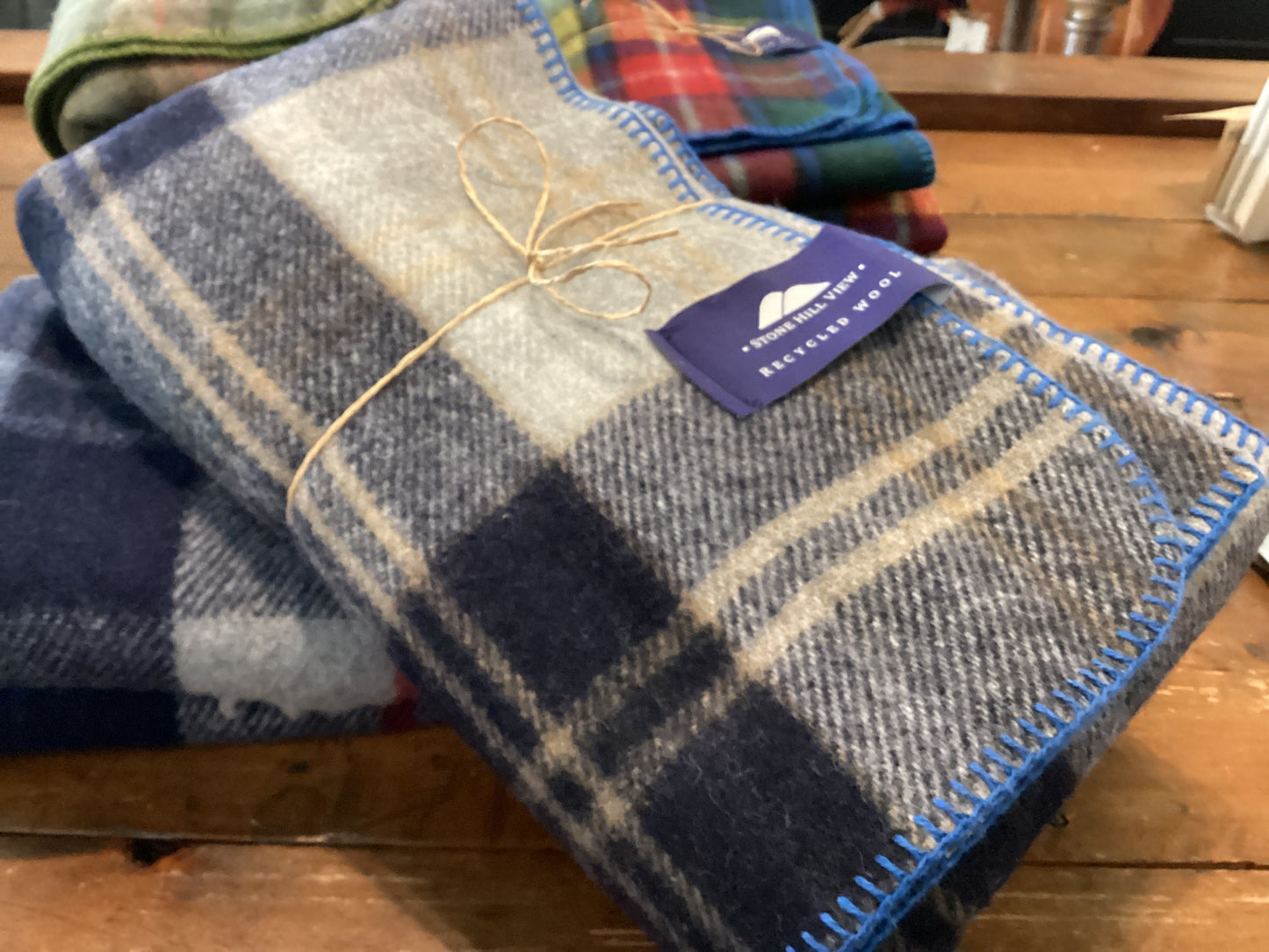 Recycled Wool Tartan Knee Blanket by Stone Hill View