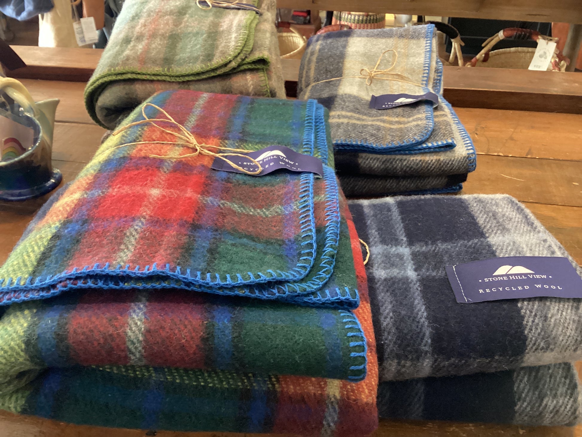 Modern Buchanan with blue stitching