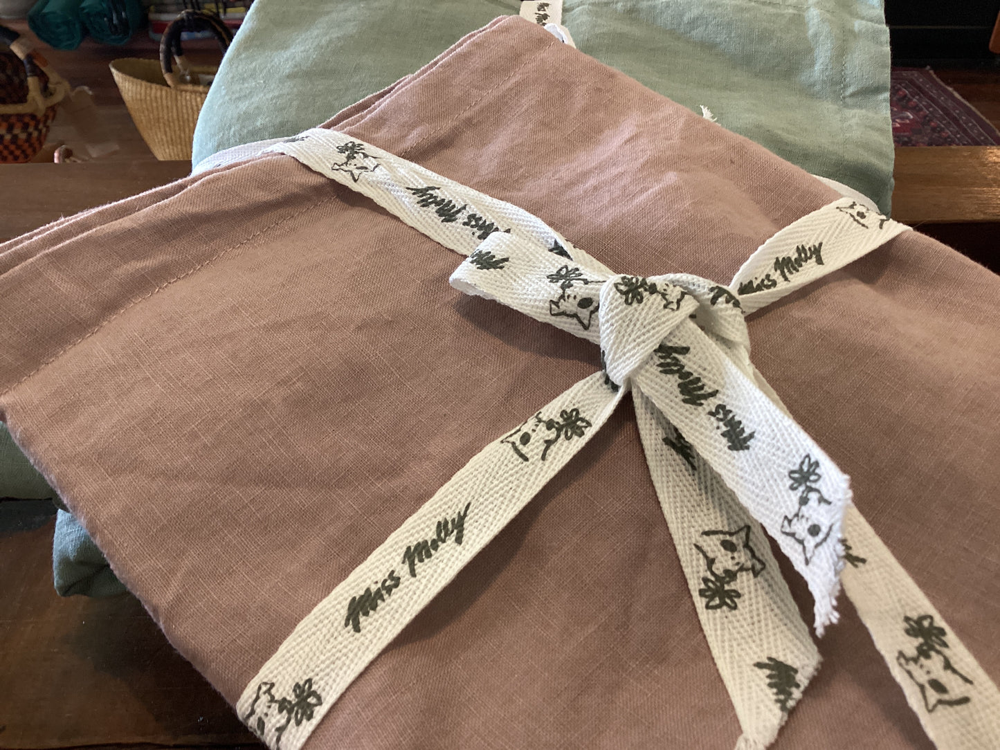 Miss Molly Pillowcase - French Linen with Raw Edge Set of 2