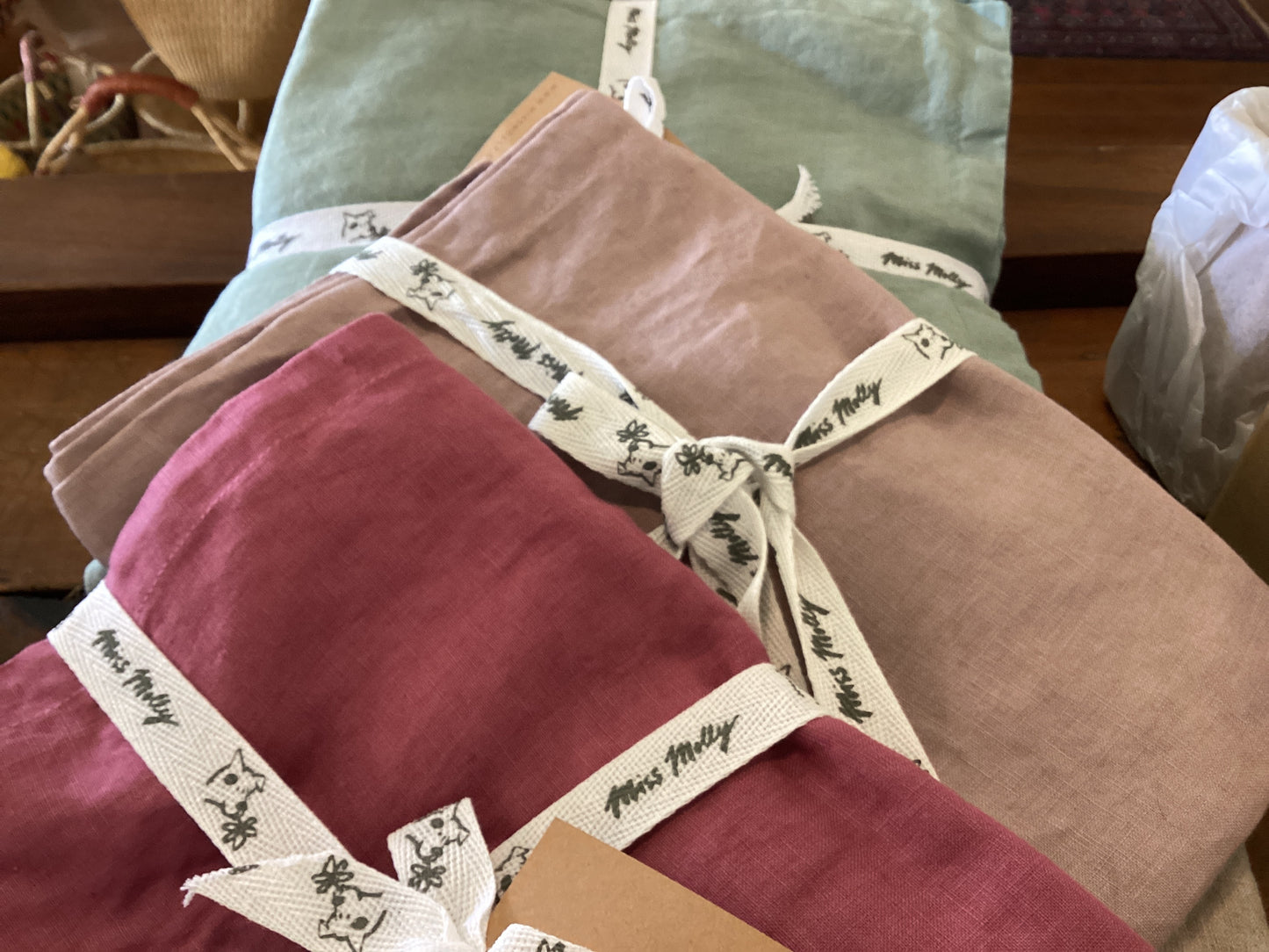Miss Molly Pillowcase - French Linen with Raw Edge Set of 2