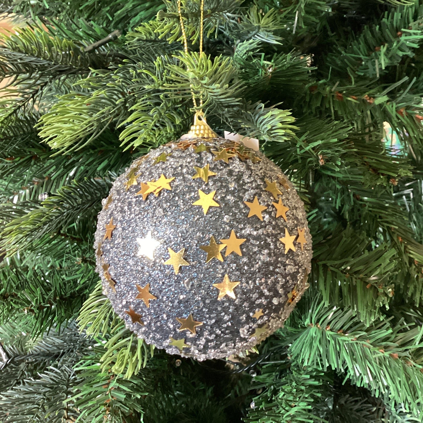 Midnight Blue Gold Stars Bauble