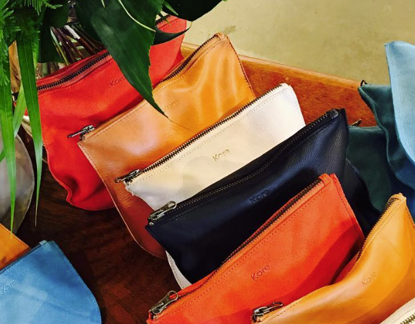 Kore Large Black Leather Clutch