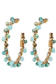 Gas Bijoux Orphee Gold Hoop Earrings - blue beads