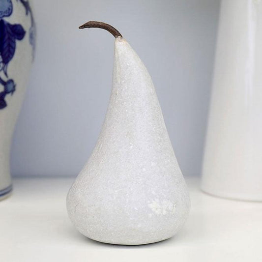 Pears - white marble with iron stem - 2 sizes