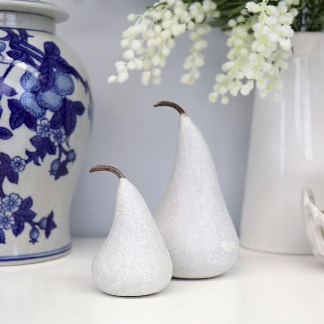 Pears - white marble with iron stem - 2 sizes