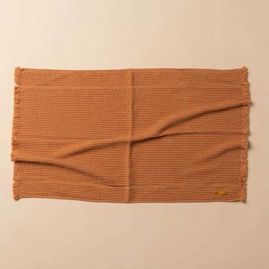 Saarde Vintage Wash Ribbed Bath Mat - Terracotta