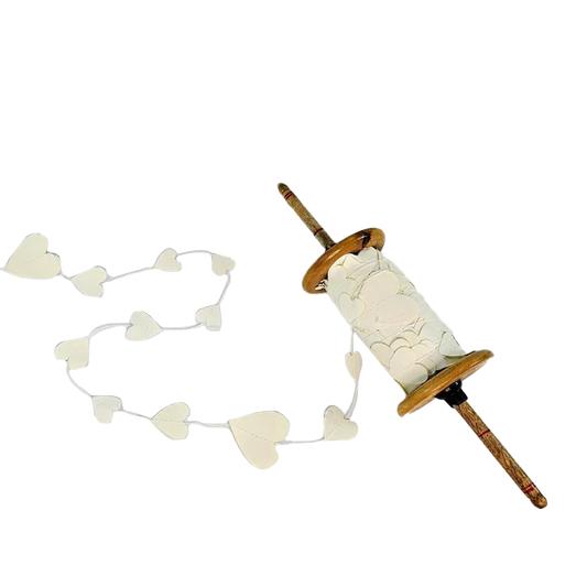 Wood Reel Bunting - White Hearts