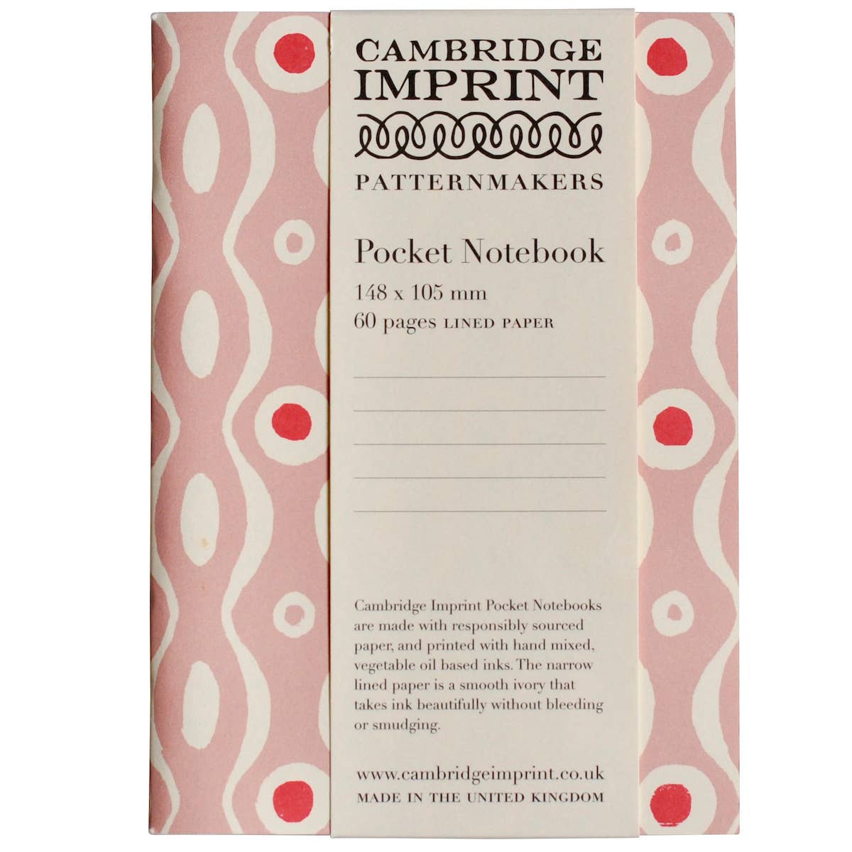 Pocket Notebook Persephone Pale Pink and Raspberry