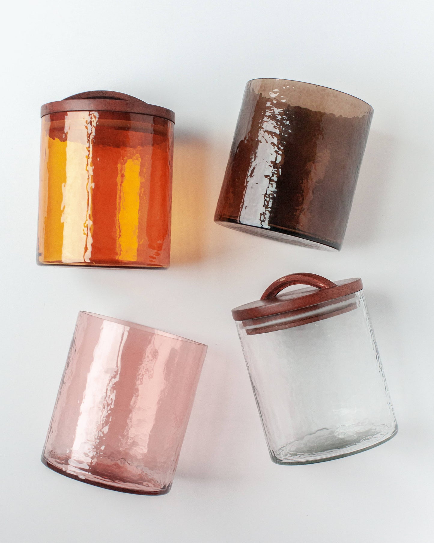 Handblown Hammered Glass Canister - amber / small