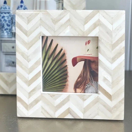 Bone Cream Herringbone Frame (Small)