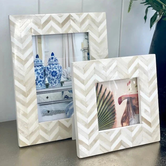 Bone Cream Herringbone Frame (Small)