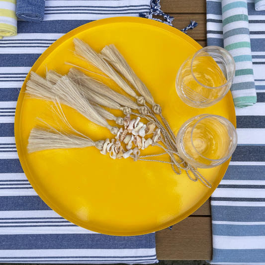 Yellow Metal Tray - 40 cm diameter