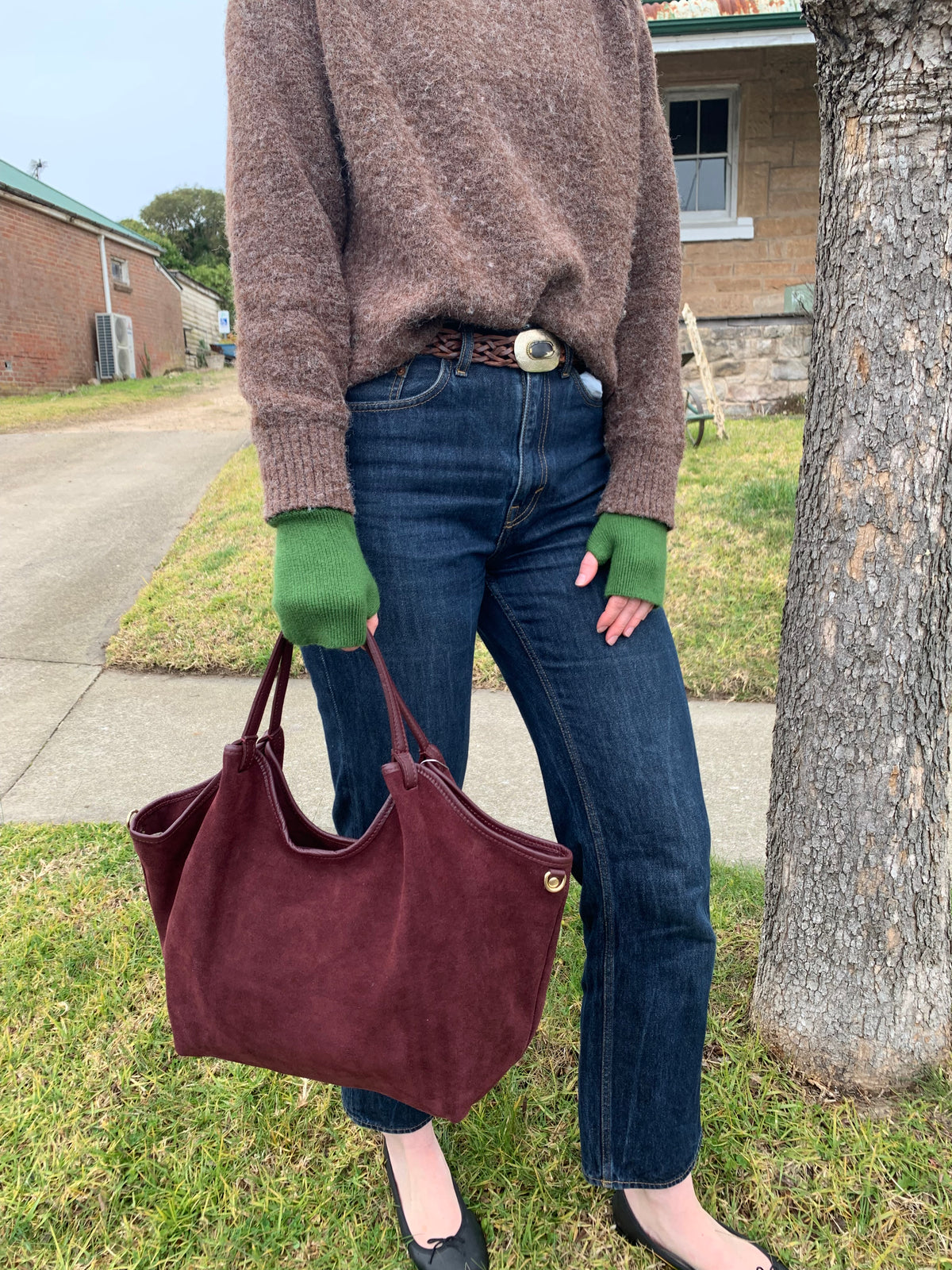 Maison Fanli Hector Suede Leather Bag - large