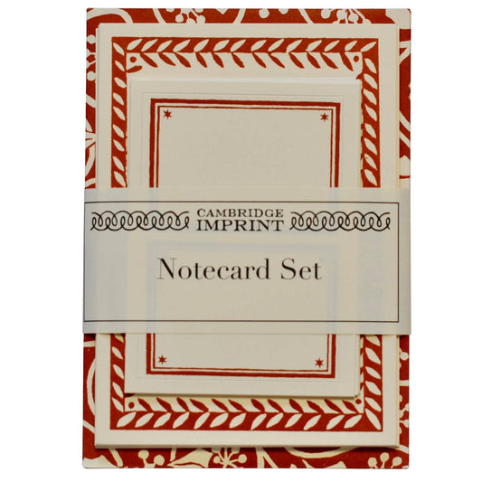 Set of Notecards and Envelopes Small Ivy Stripe Russet