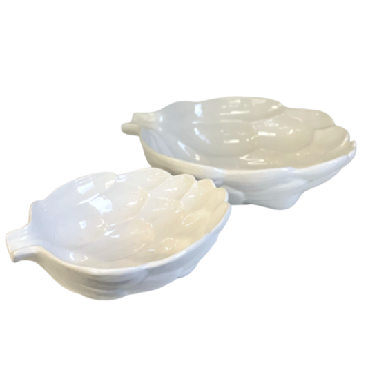 White Ceramic Leaf Bowl (Large)