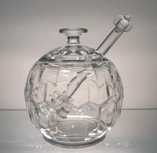 Clear Acrylic Honey Jar with Bee Honey Spoon