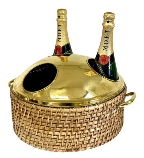 St Barts round party tub with brass lid