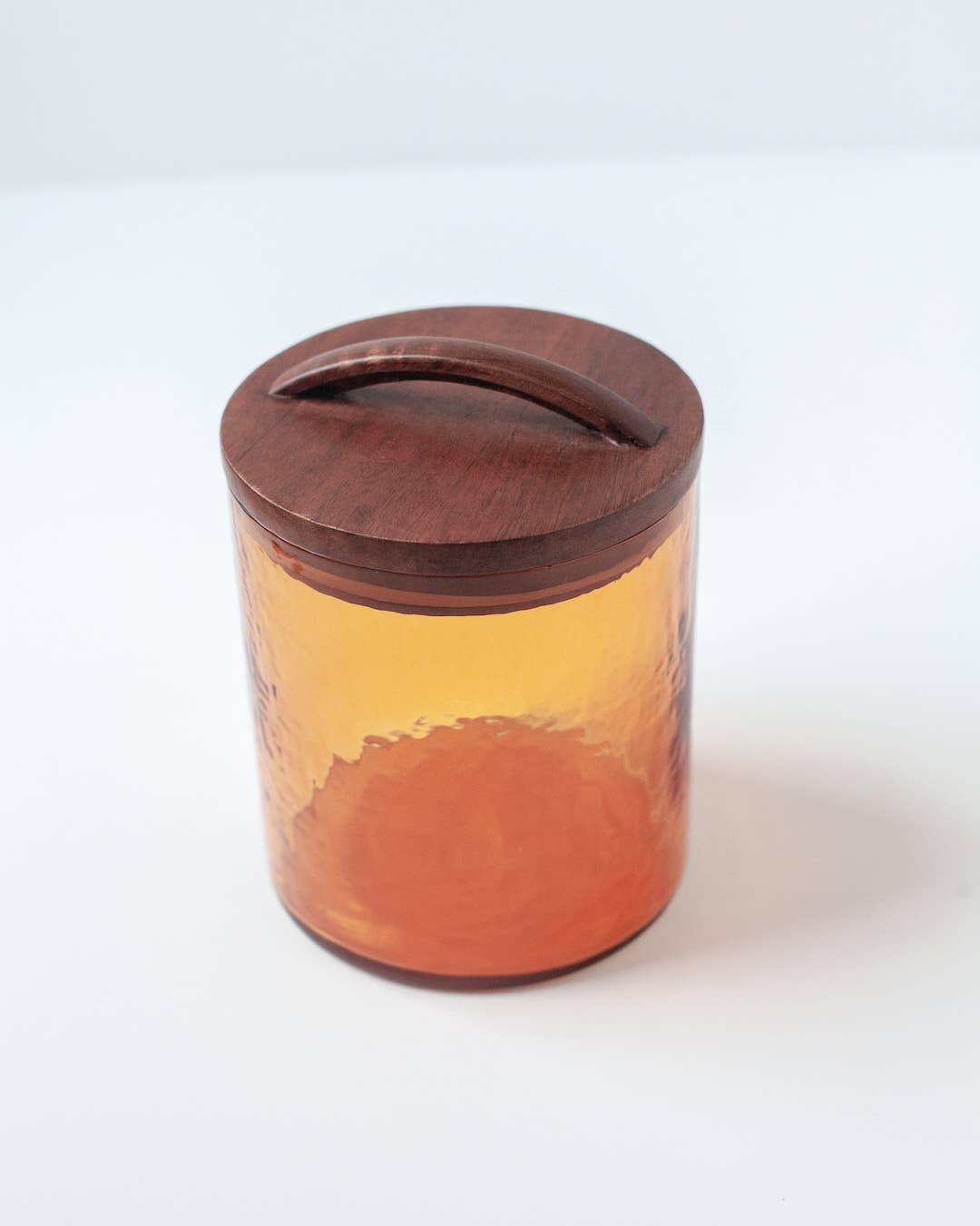 Handblown Hammered Glass Canister - amber / medium