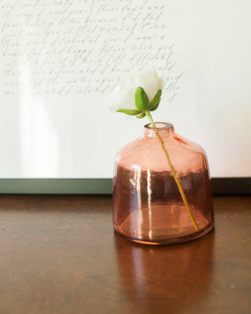 Bella Handblown Hammered Glass Bud Vase - blush