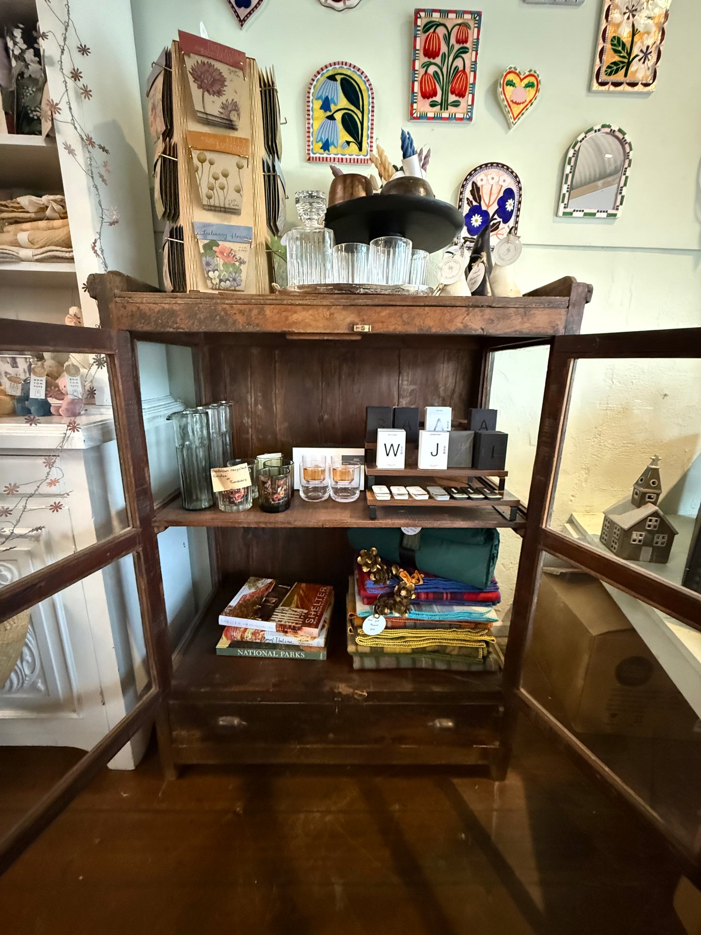 Dark Wood and Glass Display Cabinet