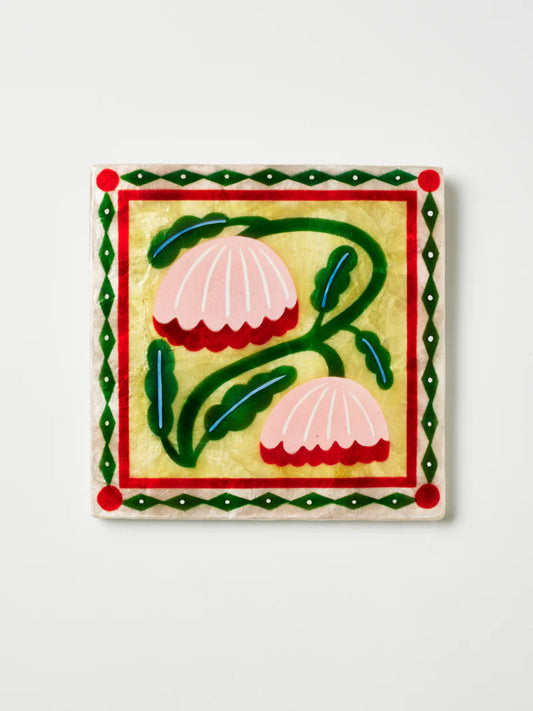 Jones & Co Bloom Nouveau Wall Art -  Yellow Square