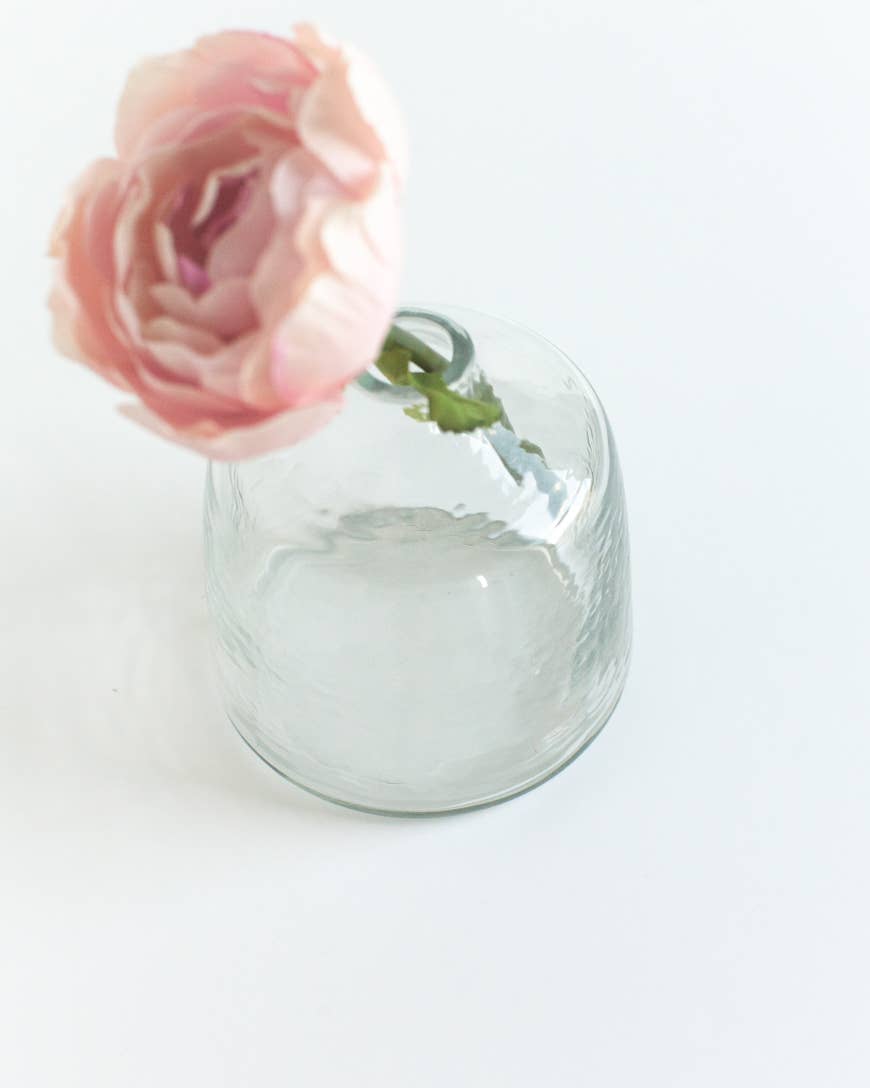 Bella Handblown Hammered Glass Bud Vase - clear