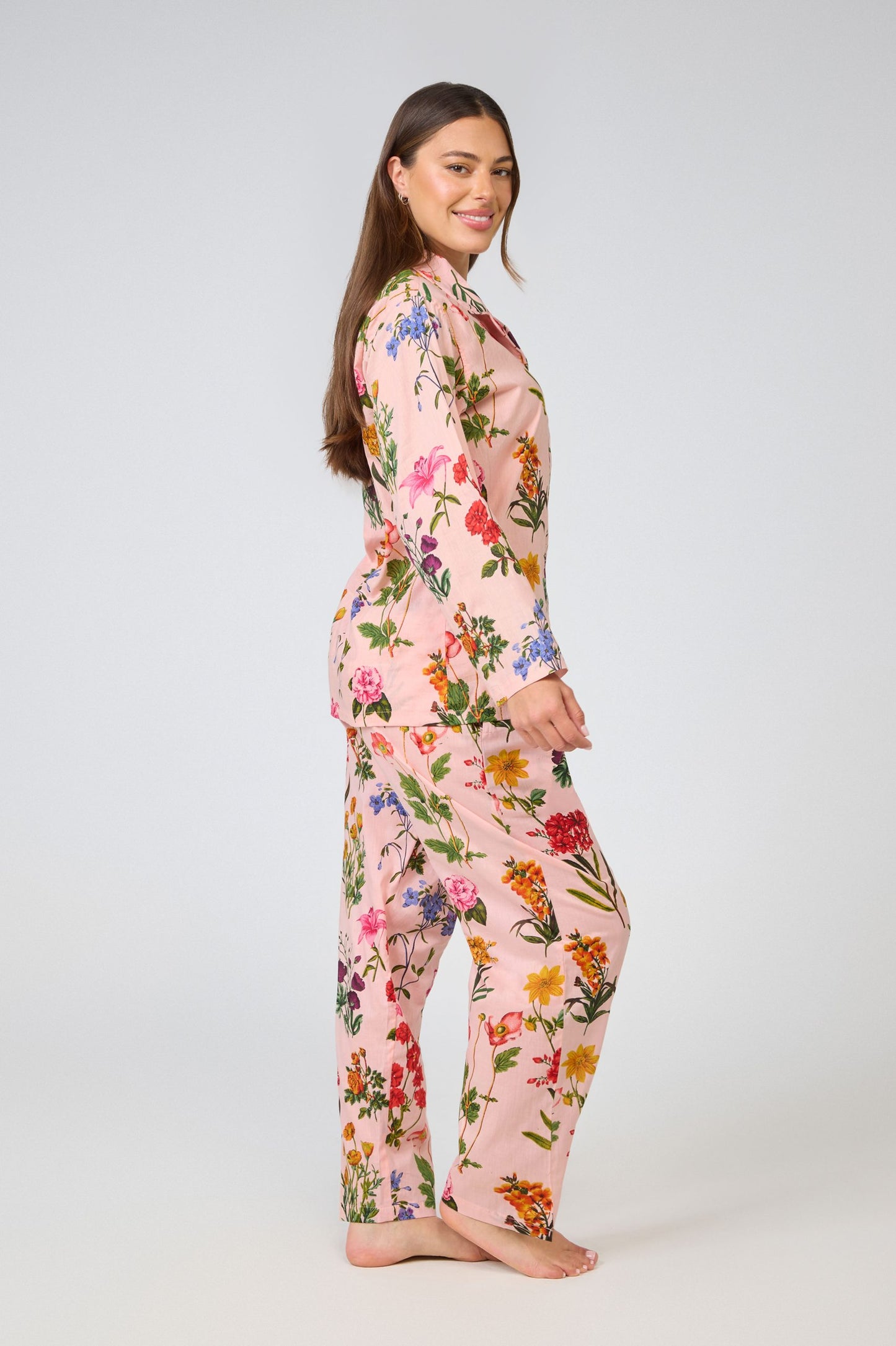 Arabella Long Sleeve Pyjama set - Pink with mixed floral