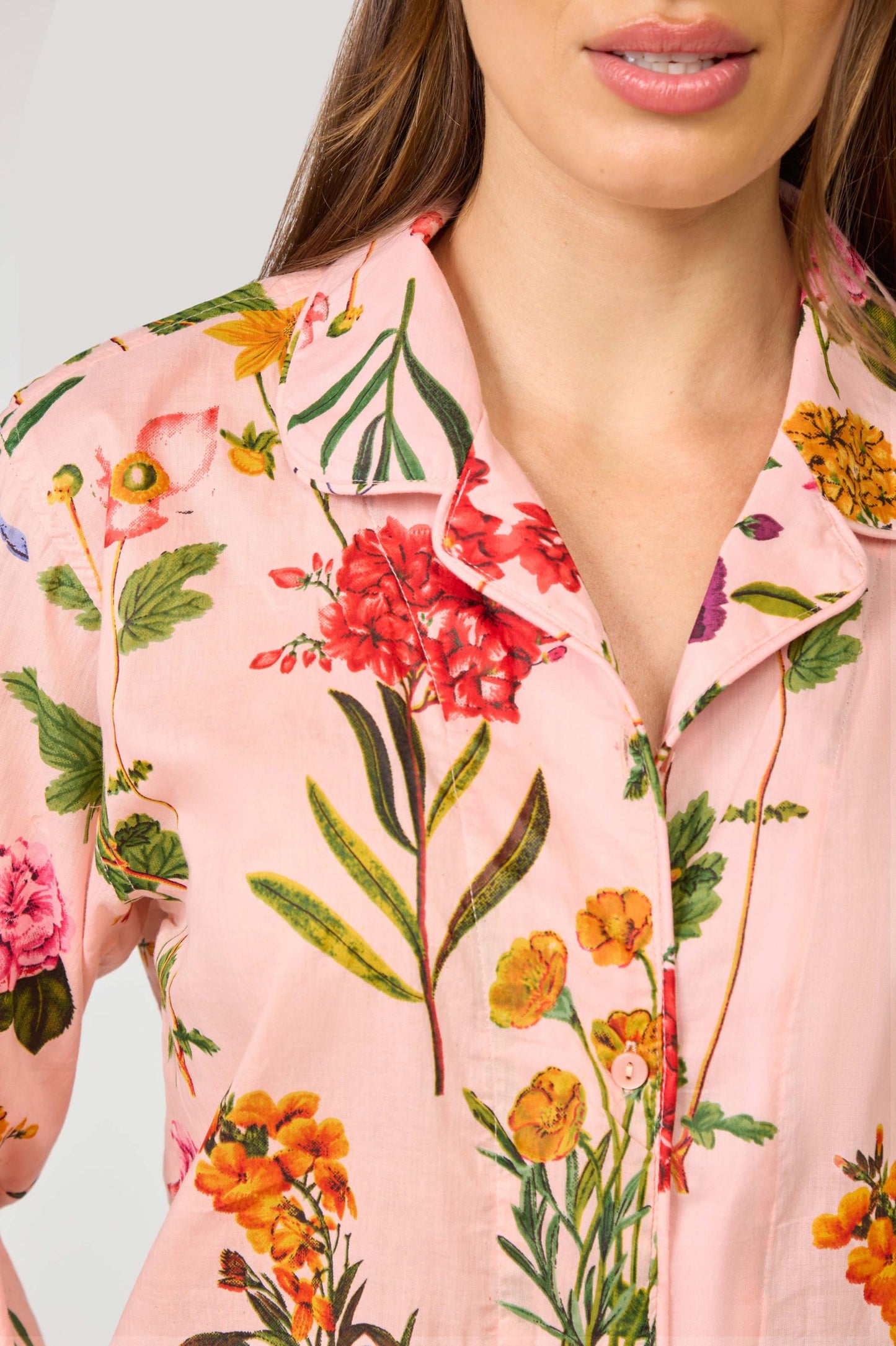 Arabella Long Sleeve Pyjama set - Pink with mixed floral