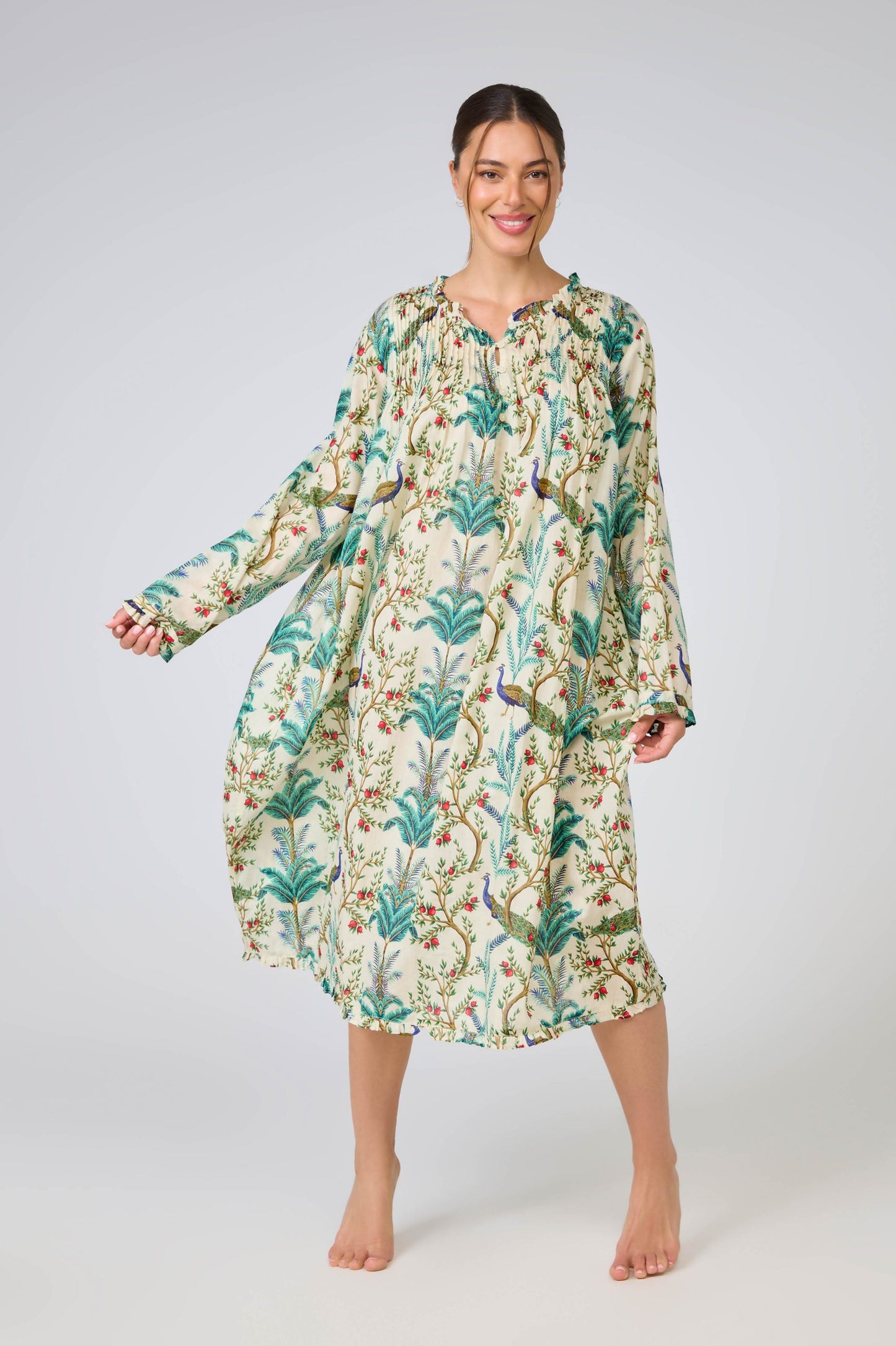 Arabella Long Sleeve Nightie - Peacock