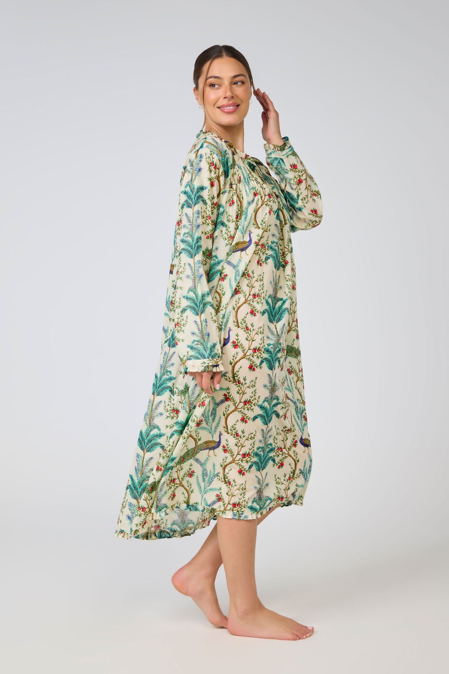 Arabella Long Sleeve Nightie - Peacock
