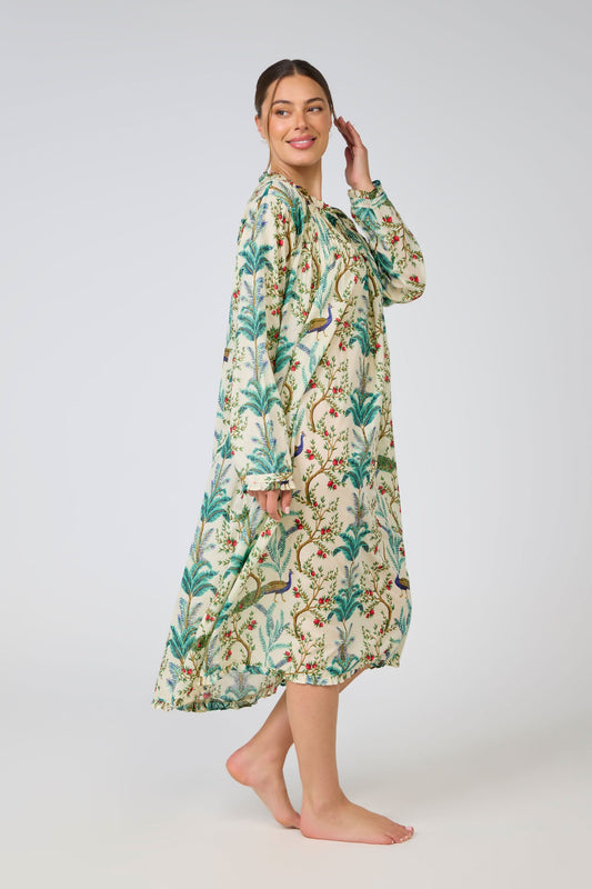Arabella Long Sleeve Nightie - Peacock