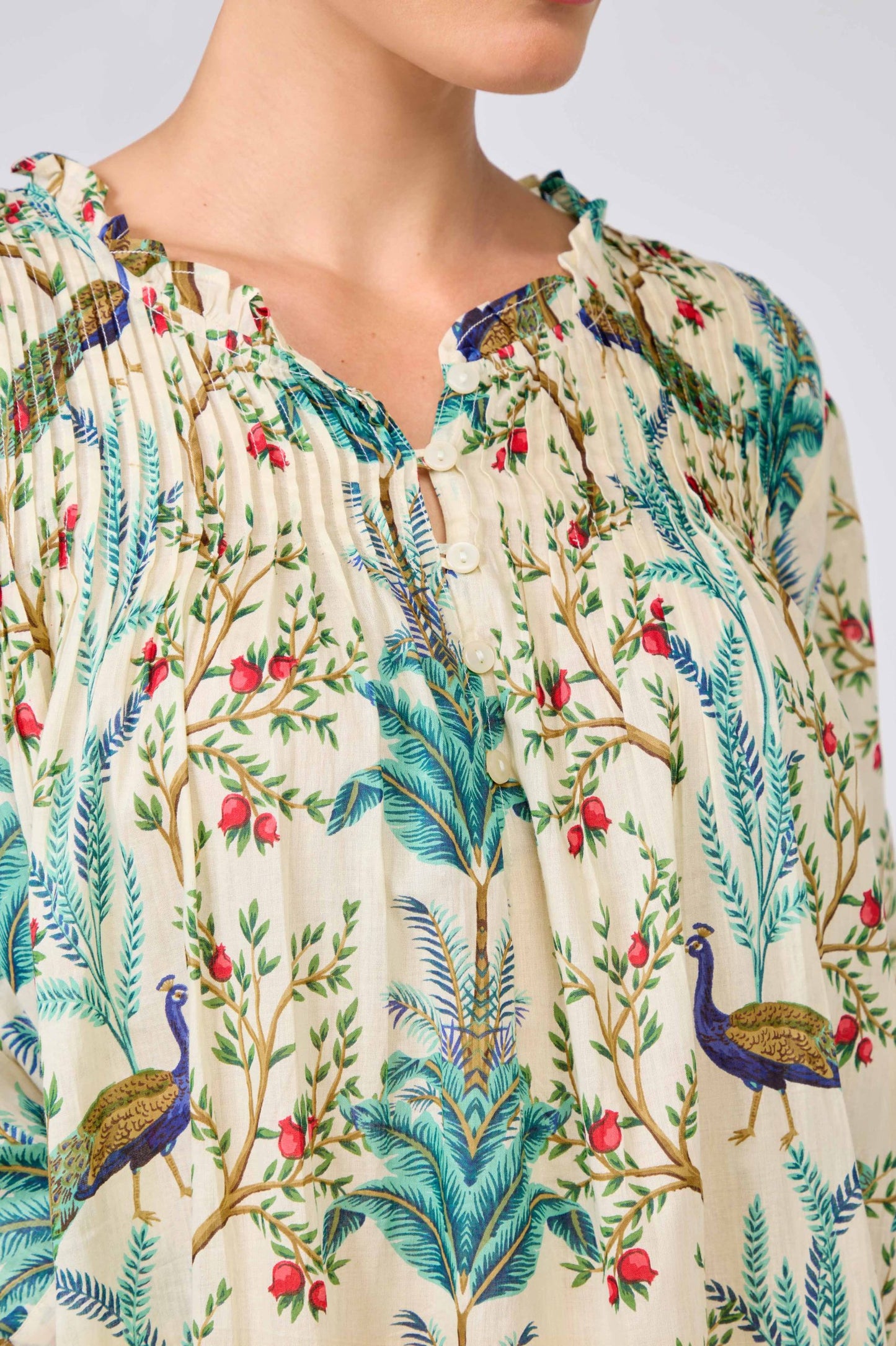 Arabella Long Sleeve Nightie - Peacock