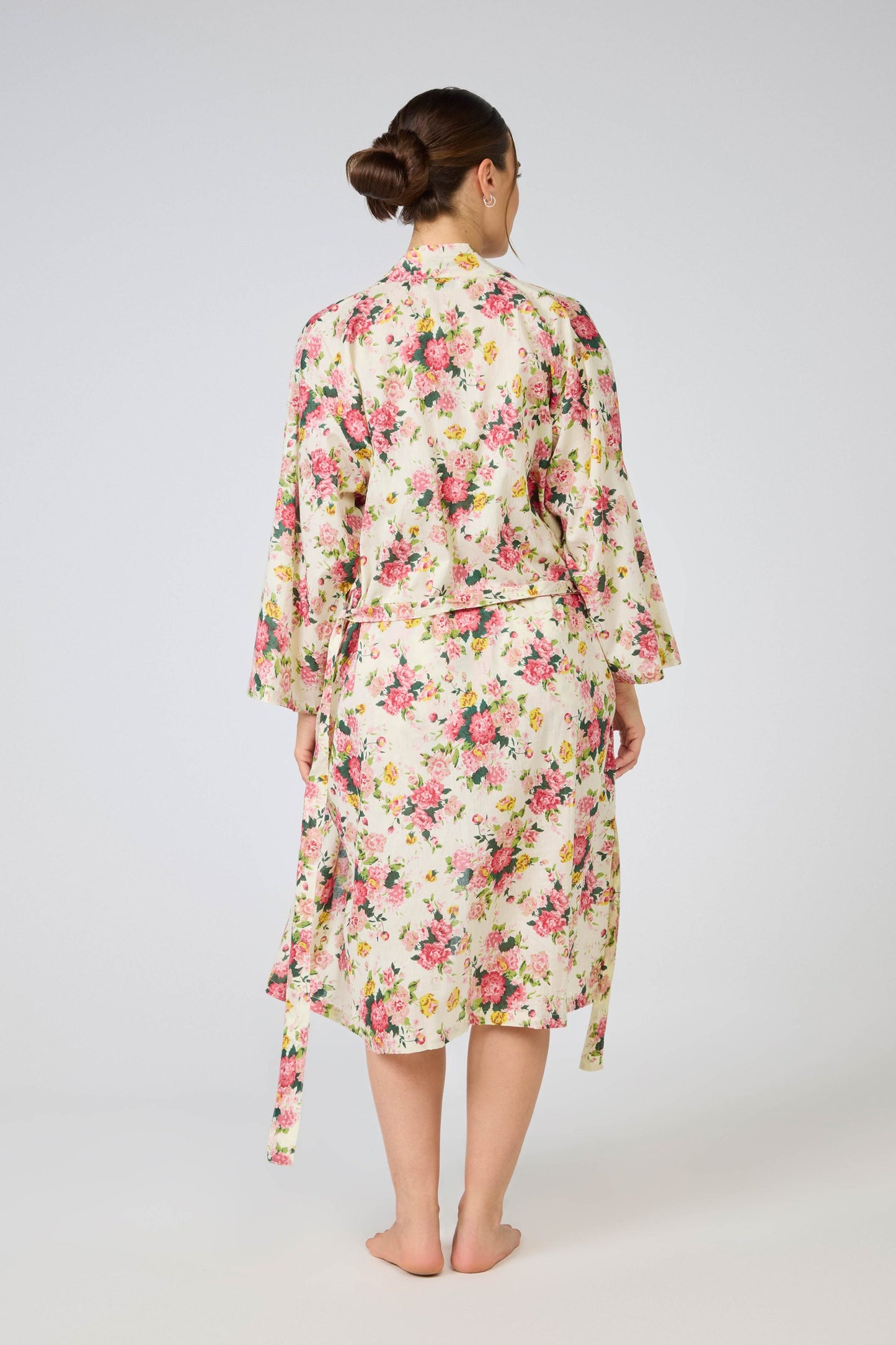 Arabella Gown/Robe - Cream with pink flowers