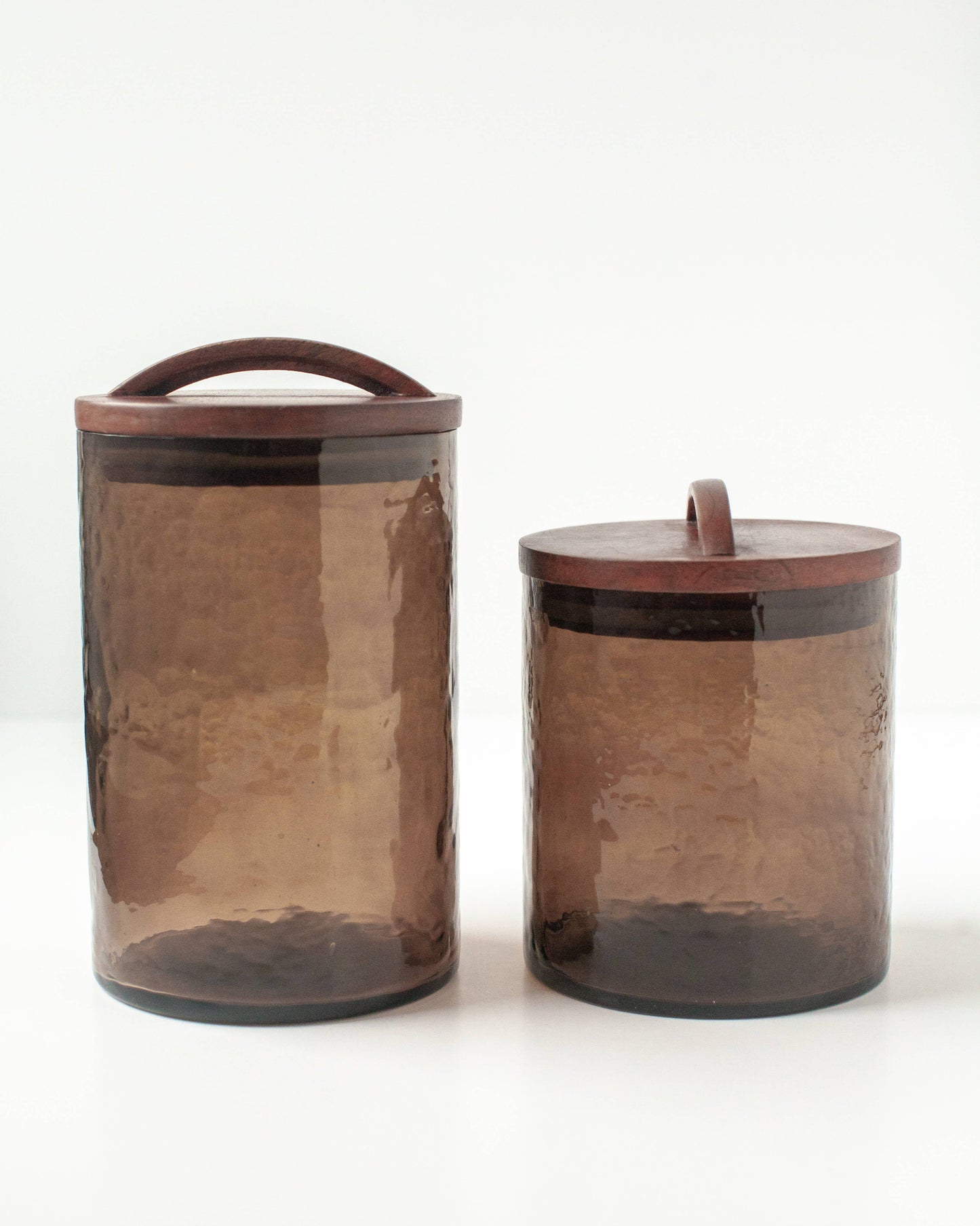 Handblown Hammered Glass Canister - smoke / medium
