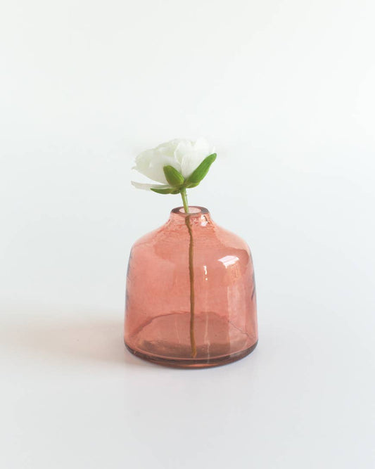 Bella Handblown Hammered Glass Bud Vase - blush