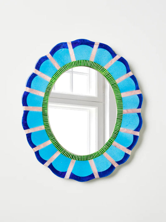 Jones & Co Bloom Nouveau Wall Art - Blue Mirror