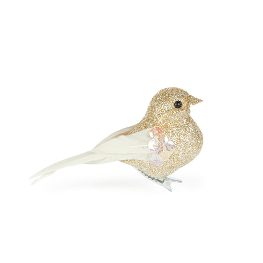 Mini Champagne Glitter Clip Bird