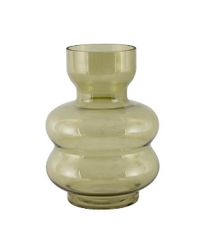 Borg Glass Waisted Vase - Olive Green