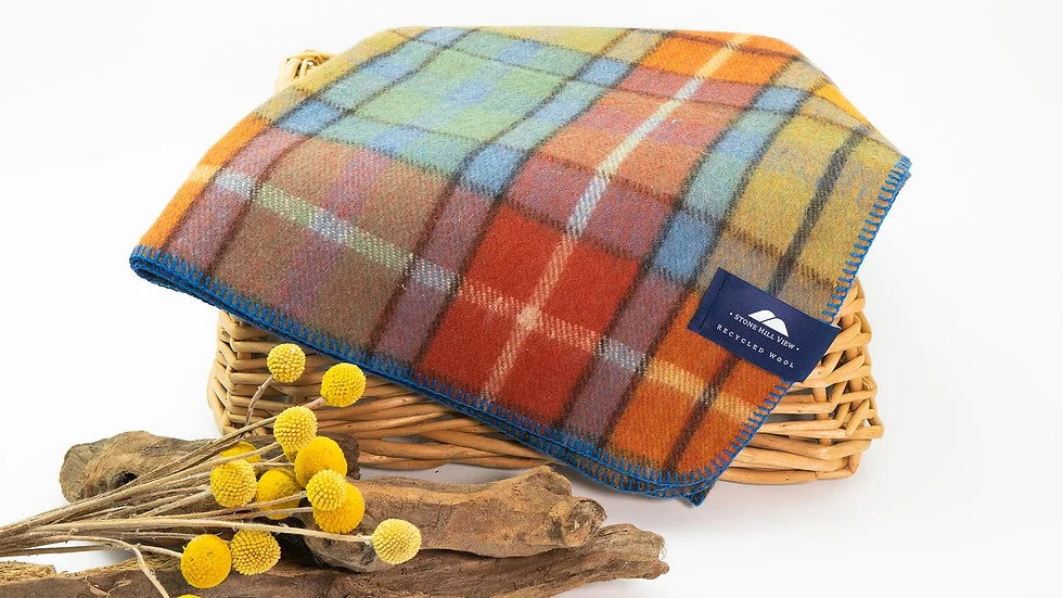 Recycled Wool Tartan Knee Blanket by Stone Hill View