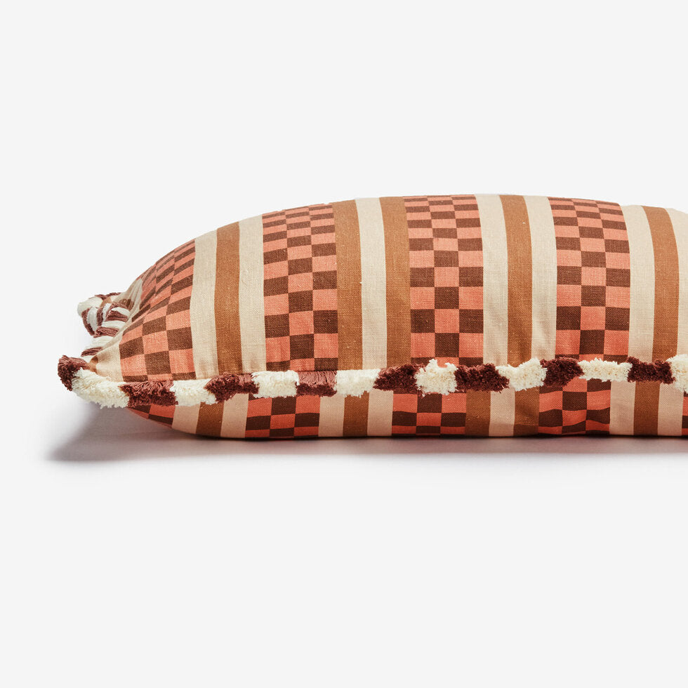 Bonnie & Neil Marco Tile Cushion - Terracotta