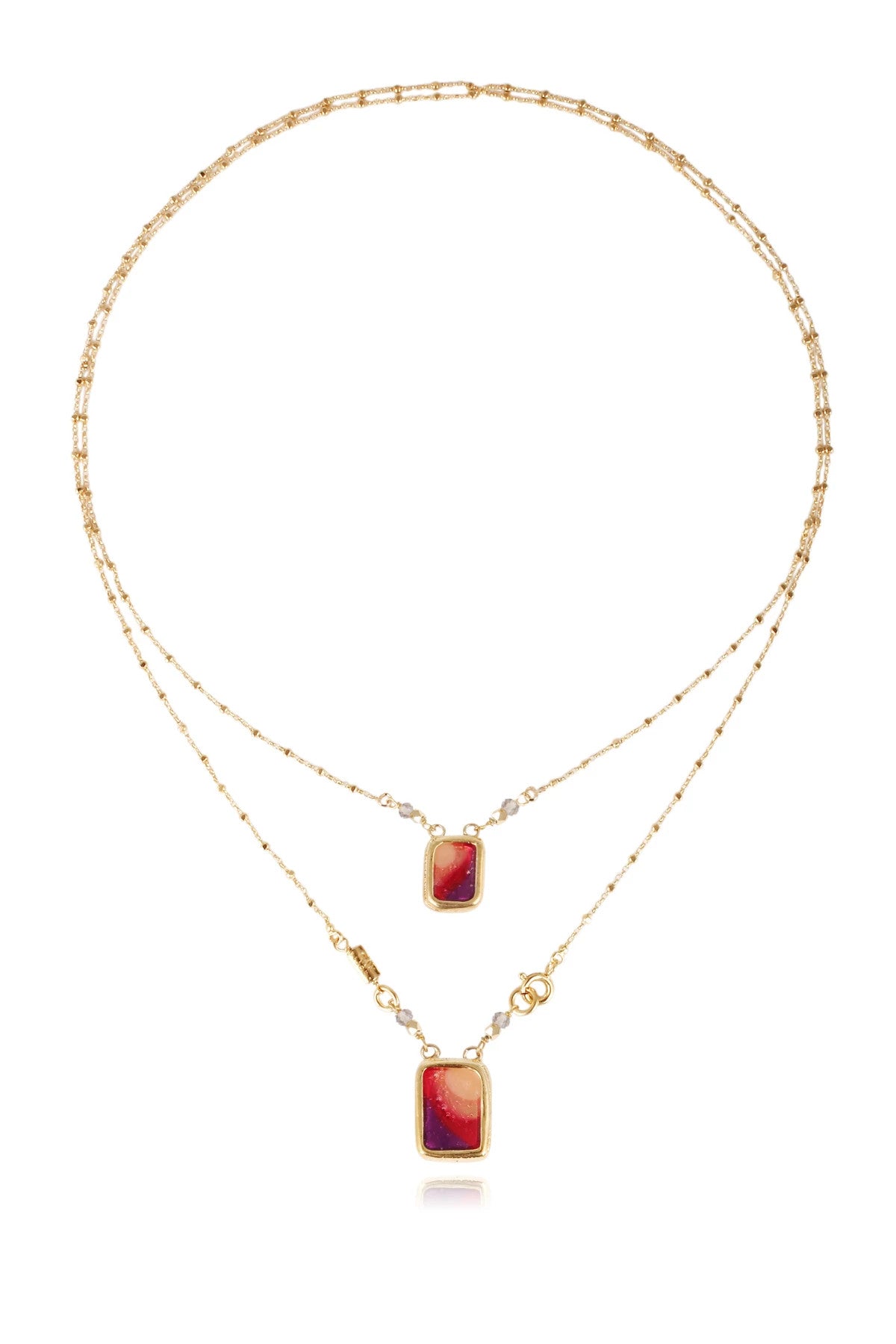 Gas Bijoux Totem Enamel Scapulaire Gold Necklace