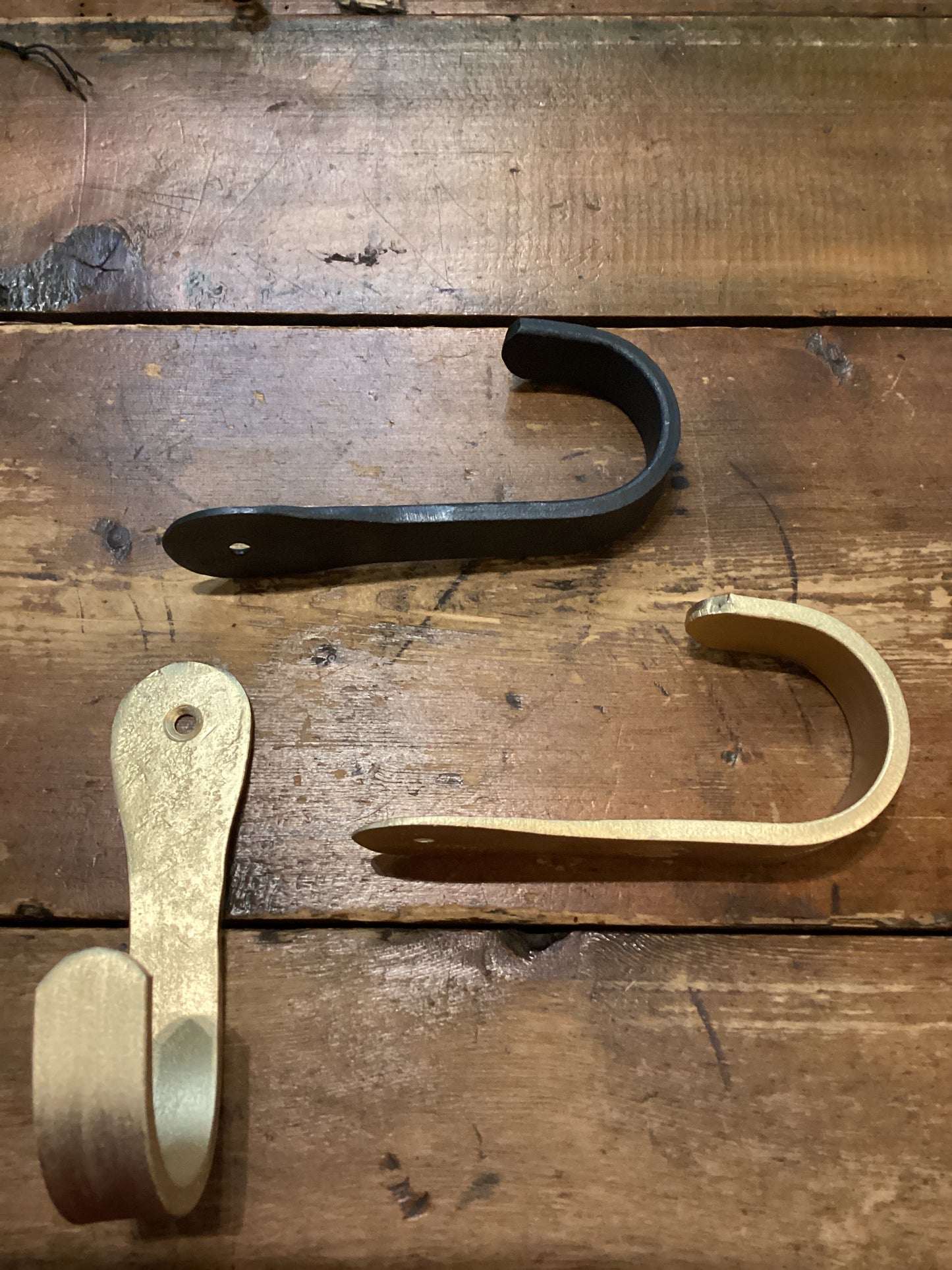 Iron Coat Hook - wrought iron or wrought iron finished in brass