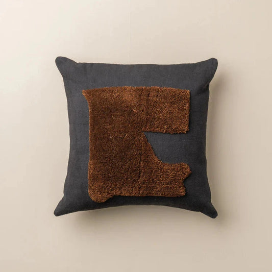 Saarde Abstract Square Cushion - Black/Chocolate